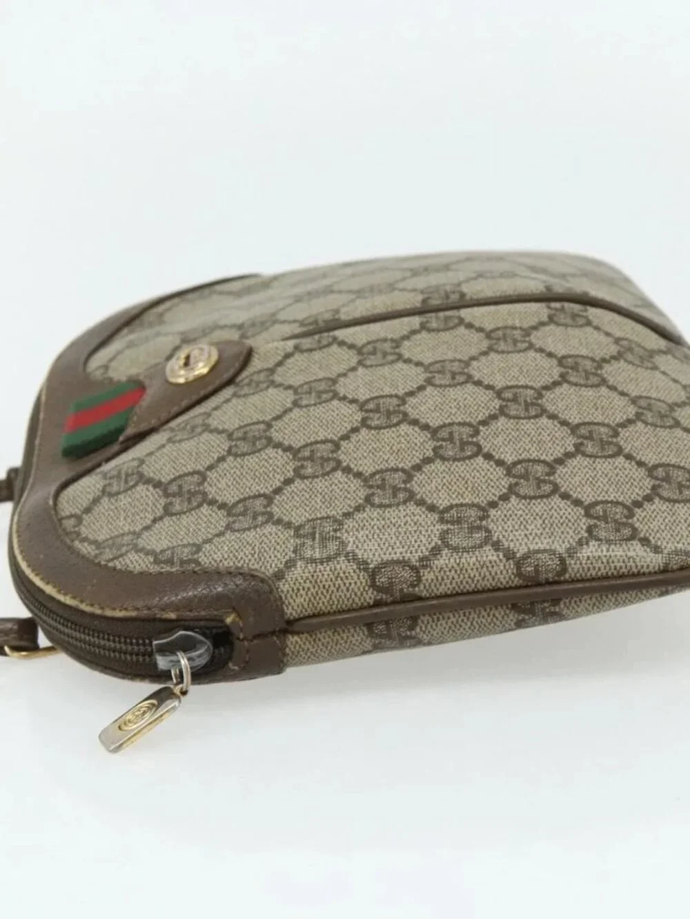 GUCCI GG Supreme Shoulder Bag PVC Beige Gold 904 02 047 Auth